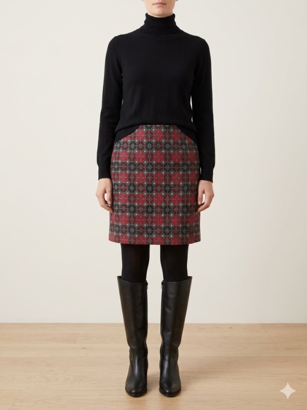 Talbots Red and Gray Geometric Mini Skirt